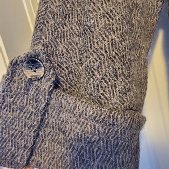 Benetton Grey Crop Sleeve Lapel Collar Wool Loose Coat US 10 / EU 40 - Picture 5 of 7